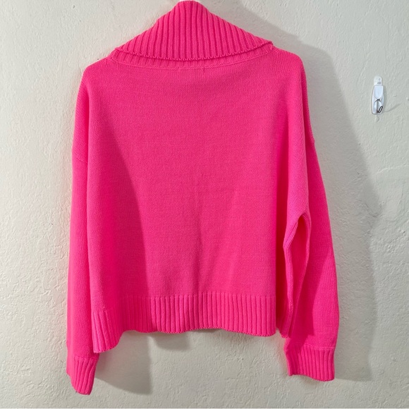 Bar III Hot Pink Cowl Neck Long Sleeve Sweater Women Size XL Cozy Minimalist - Picture 4 of 7